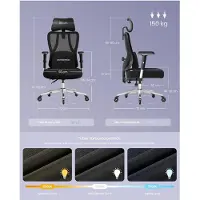 Songmics Schreibtischstuhl, Bürostuhl ergonomisch, Drehstuhl, höhenverstellbar, bis zu 150 kg belastbar,schwarz