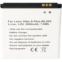 AccuCell Akku passend für Lenovo Vibe A Plus, BL253, A1000, A1010A20, A2010, A2580, A2860 Li-Ion, 3,8V, 2000mAh, 7,6Wh