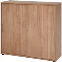 Hjh OFFICE PRO BETA 1753S - 3 OH Schiebetürenschrank Nussbaum/Nussbaum Metallgriff