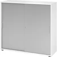 Hjh OFFICE PRO BETA 1753S - 3 OH Schiebetürenschrank Metallgriff Weiß/Silber