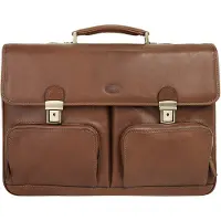 Piké Aktentasche PIKÉ "PIKÉ Herren, Damen echt Leder", Damen, Gr. B/H/T: 42cm x 32cm x 13cm onesize, braun, Leder, glänzend, Taschen Aktentasche, echt Leder