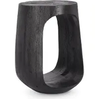 Natur24 Moderner runder Couchtisch Lopez Schwarz aus Mangoholz 33x33x45 cm