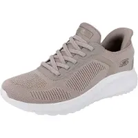 SKECHERS SLIP INS Damen Slip-Ins-Sneaker BOBS SQUAD CHAOS CURRENT MUSE Taupe Textil vegan Größe: 41