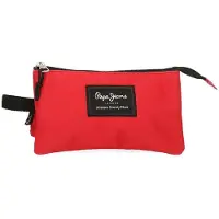 Pepe Jeans Aris Federmäppchen, dreifach, Rot, 22 x 12 x 5 cm, Polyester, Dunkelr