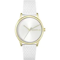 Lacoste Analoge Armbanduhr für Damen, weißes strukturiertes Silikonarmband