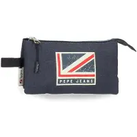 Pepe Jeans Aidan Federmäppchen, dreifach, Blau, 22 x 12 x 5 cm, Polyester