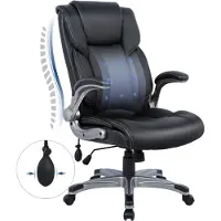 COLAMY Bürostuhl – Ergonomischer Bürostuhl aus Kunstleder, neigbare Rückenlehne, verstellbare Armlehnen und höhenverstellbar – Schwarz