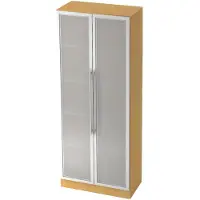 Hjh OFFICE PRO SIGNA G 7100G RE - Buche/Silber 5 OH Schrank mit Milchglastüren Relinggriff Kunststoff