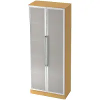 Hjh OFFICE PRO SIGNA G 7100G CE - Buche/Silber 5 OH Schrank mit Milchglastüren Chromgriff Metall