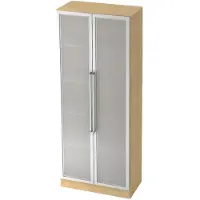 Hjh OFFICE PRO SIGNA G 7100G CE - Ahorn/Silber 5 OH Schrank mit Milchglastüren Chromgriff Metall