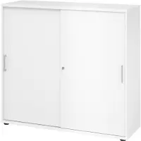 Hjh OFFICE PRO BETA 1753S - 3 OH Weiß/Weiß Schiebetürenschrank Metallgriff