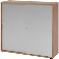 Hjh OFFICE PRO BETA 1753S - Nussbaum/Silber 3 OH Schiebetürenschrank Metallgriff