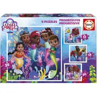 Educa - Kinderpuzzle Ariel Progressive | 4in1 Puzzleset 12/16/20/25 Teile | Arie