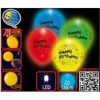 Tib Ballon LED, Happy Birthday 4 Stück im Beutel, ø 23 cm, Leuchtdauer ca. 20 Std.