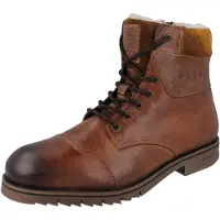 Bugatti Herren Winterstiefel gefüttert braun cognac Glattleder - Größe: 43