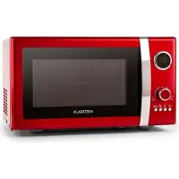 Klarstein Fine Dinesty 2-in-1 Mikrowelle - Retro Mikrowellenofen mit Grill, Metall-Gehäuse, 23L Garraum, 800W Mikrowellenleistung, 1000W Grillleistung, Timer, 12 Programme, LCD-Anzeige, rot