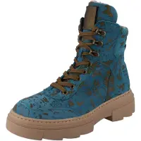 Think WALDLÄUFER H Saiga Damen Stiefel Warmfutter türkis Nubukleder - Größe: UK 4,5