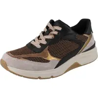 Gabor Rollingsoft Damen Sneaker braun schwarz gold Leder Mesh - Größe: UK 6