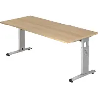 Hjh OFFICE PRO MEGA 19 S - 180 x 80 Eiche/Silber höhenverstellbar