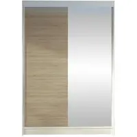 Mirjan 24 Schiebetürenschrank Lino I, mit Spiegel, Kleiderschrank vom Hersteller (Weiß / Sonoma Eiche, mit RGB LED Beleuchtung)