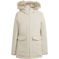 Adidas wäsche Adidas Damen lange Winterjacke mit Kapuze aus Synthetik in Beige HZ5734