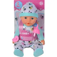 Simba New Born Baby kleiner Elefant, Vollvinylpuppe mit Trink und Nässfunktion, Flasch