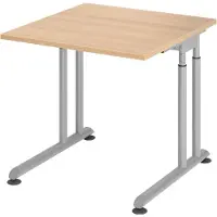 Hjh OFFICE PRO ZENO 8 S | 80x80 - 80 x 80 Eiche/Silber höhenverstellbar