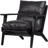 Woood Sessel "Houston Akazienholz-Rahmen mit Bezug, H 86 x B 71 x T 71 cm", schwarz, B:71cm H:86cm T:71cm, Sessel, Sessel, Echtem Lederbezug, Tragkraft 150 kg, imprägniertem Schutz pfleigleicht