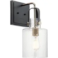 Kichler Elstead Kitner Wandleuchte E27 Poliertes Nickel Klar mit Luftbläschen