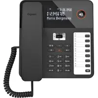 Gigaset DESK 800A, Analoges Telefon, Kabelgebundenes Mobilteil, Freisprecheinrichtung, 200 Eintragungen, Schwarz