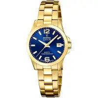 Festina Swiss Made Damenuhr Analog aus Edelstahl 316l Goldfarben