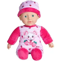 Simba Laura Strawbunny – Weichkörperpuppe für Kleinkinder im Erdbeer-Strampler m