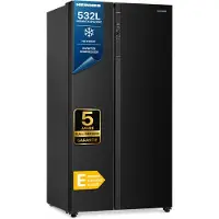 Heinner HSBS-HM532NFBKE++, Freistehend, Amerikanische Tür, Schwarz, 2 Tür(en), Berührung, LED