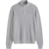 Levi's für Herren. 0058U-0002 Housemark-Sweatshirt mit Viertelreißverschluss in Grau (L), Lässig, Baumwolle, Langarm