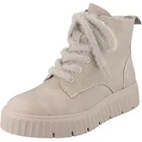 Tamaris Damen Schnürstiefel leicht gefüttert beige Kunstleder - Größe: 39
