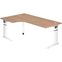 Hjh OFFICE PRO UNDA 82 W - 200 x 120 höhenverstellbar Nussbaum/Weiß