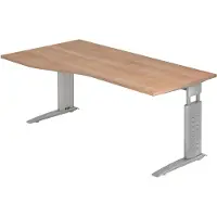 Hjh OFFICE PRO UNDA 18 S - 180 x 100 Nussbaum/Silber höhenverstellbar