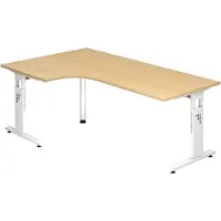 Hjh OFFICE PRO MEGA 82 W - Holz C-Fuß Silber 200 x 120 höhenverstellbar Ahorn/Weiß