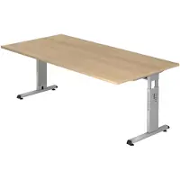 Hjh OFFICE PRO MEGA 2E S - 200 x 100 Eiche/Silber höhenverstellbar