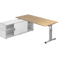 Hammerbacher Anbauschreibtisch T-Fuß 180x80cm Eiche/Silber
