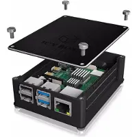 Icy Box IB-RP110, Gehäuse für Raspberry Pi 4, Alu Deckel und Seitengitter, Hülle, Raspberry Pi, Raspberry Pi, Schwarz, Aluminium, Kunststoff, China
