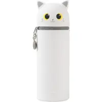 I-Total Weiches Silikon-Etui für Schule, weiß, katzenförmig, verstellbar