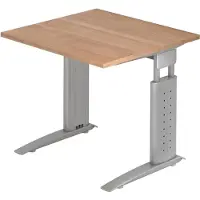 Hjh OFFICE PRO UNDA 8 S - 80 x 80 Nussbaum/Silber höhenverstellbar