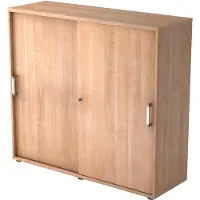 Hjh OFFICE PRO BETA 1753S - Nussbaum 3 OH Schiebetürenschrank Chromgriff Metall