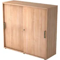 Hjh OFFICE PRO BETA 1753S - Nussbaum 3 OH Schiebetürenschrank Streifengriff Kunststoff