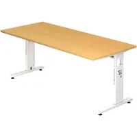 Hjh OFFICE PRO MEGA 19 W - 180 x 80 höhenverstellbar Buche/Weiß