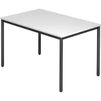 Hjh OFFICE PRO DORAN DR12 D - Weiß 120 x 80 mit Rund-Rohr/Schwarz
