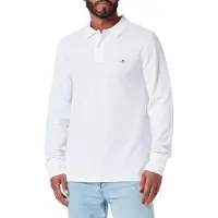 Gant für Herren. 2230 Shield Piqué-Poloshirt weiß (S), Lässig, Baumwolle, Langarm