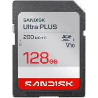 SanDisk SDXC Ultra PLUS 128GB (UHS-I,V10, U1, C10 (R200MB/s), HD)