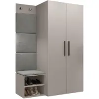 Mirjan 24 Garderoben-Set Medi IV, Schuhschrank, Kleiderhakenbrett, 4x Paneel 42x42, 2 Kleiderhaken (Farbe: Cashmere, Polo 894)